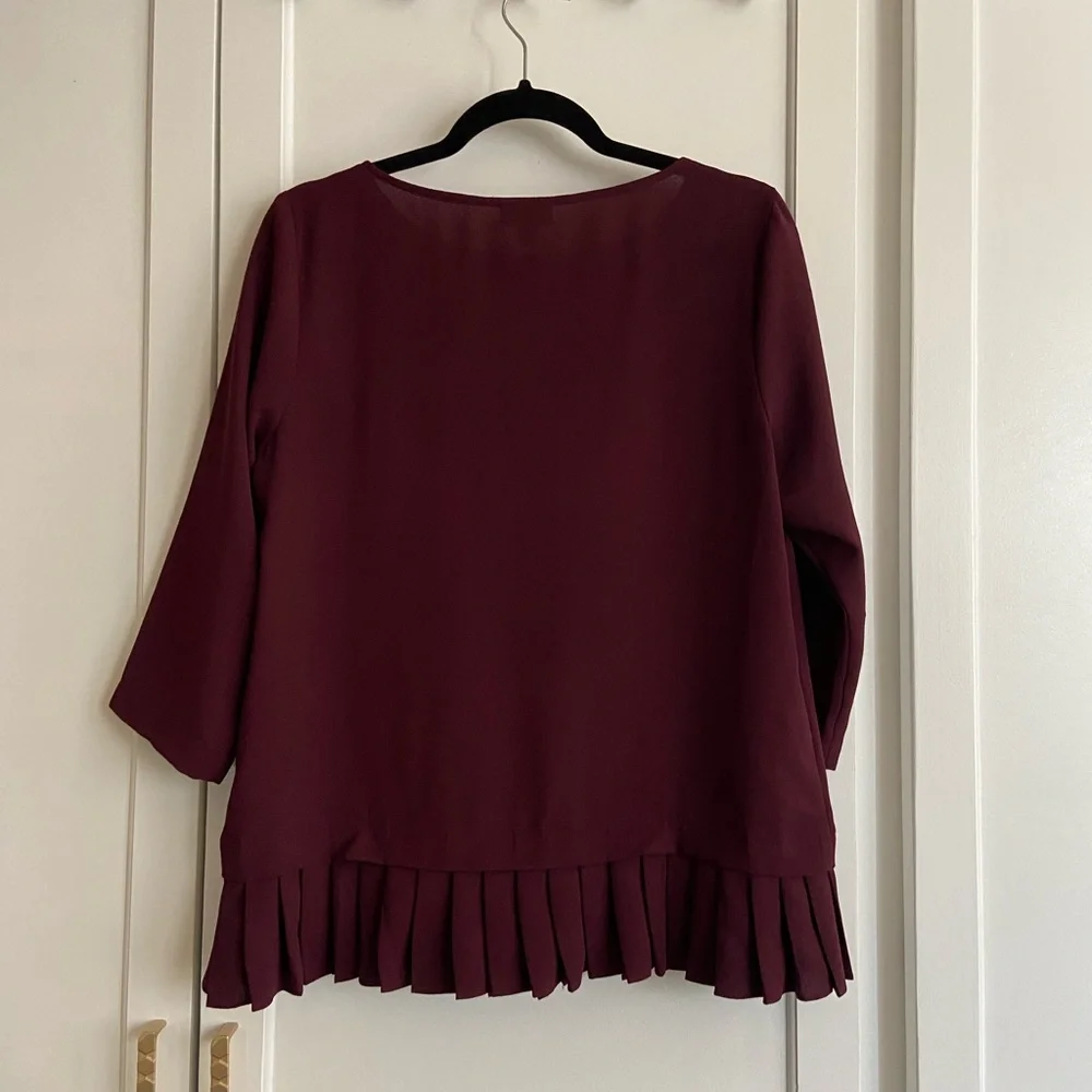 J. JILL Burgundy 3/4 Sleeve Blouse Tunic Size S - Picture 4 of 12